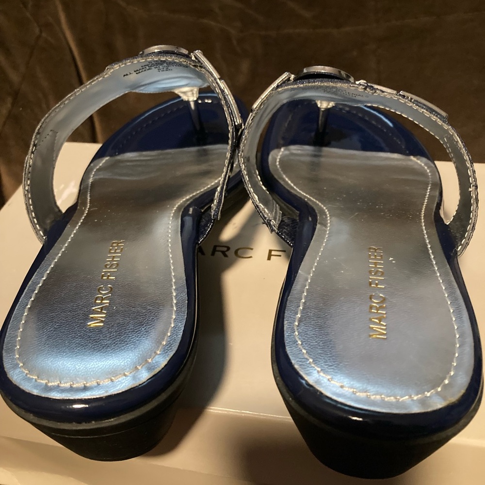 Marc Fisher brand, size 8.5, new in box, glittery blue sandals, cute and comfy - Picture 13 of 16